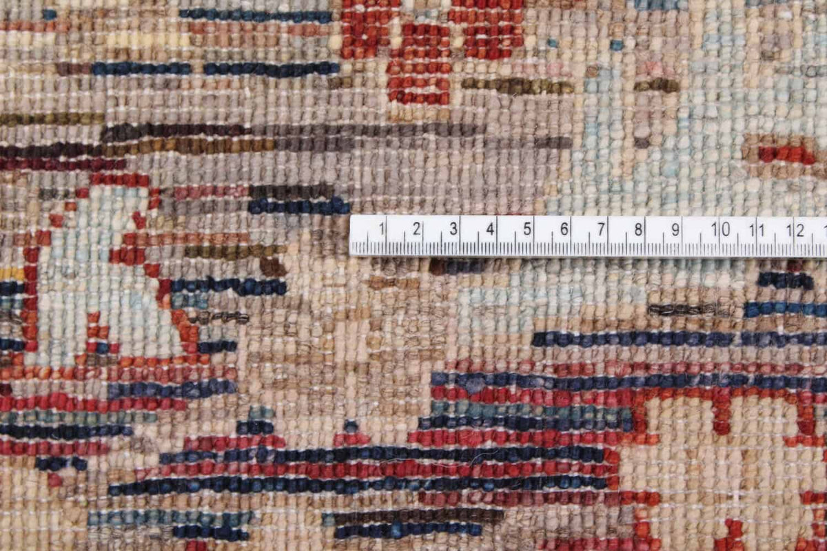 Red-Brown Afghan Rug with Cream Flowers, 293 × 242 cm, view 5.