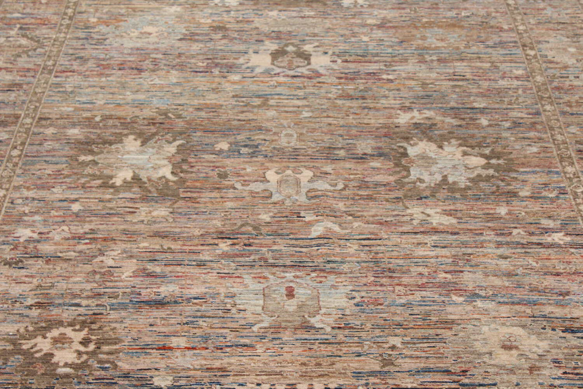Gray-Brown Afghan Rug with Light Flowers, 340 × 253 cm, view 6.