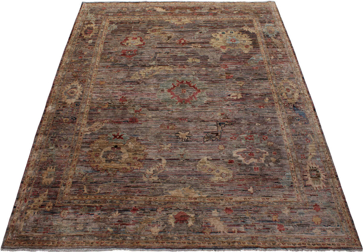 Dark Afghan Rug with Small Red Rosettes, 298 × 249 cm, view 3.