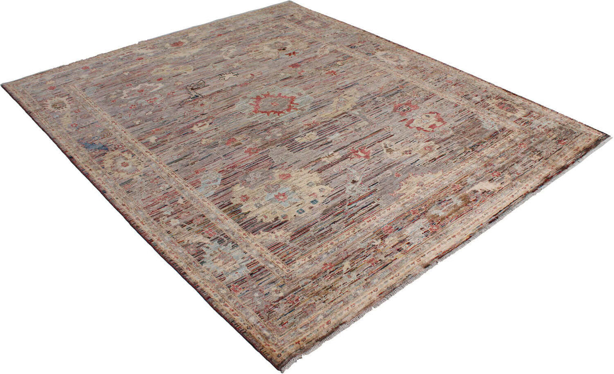 Dark Afghan Rug with Small Red Rosettes, 298 × 249 cm, view 4.
