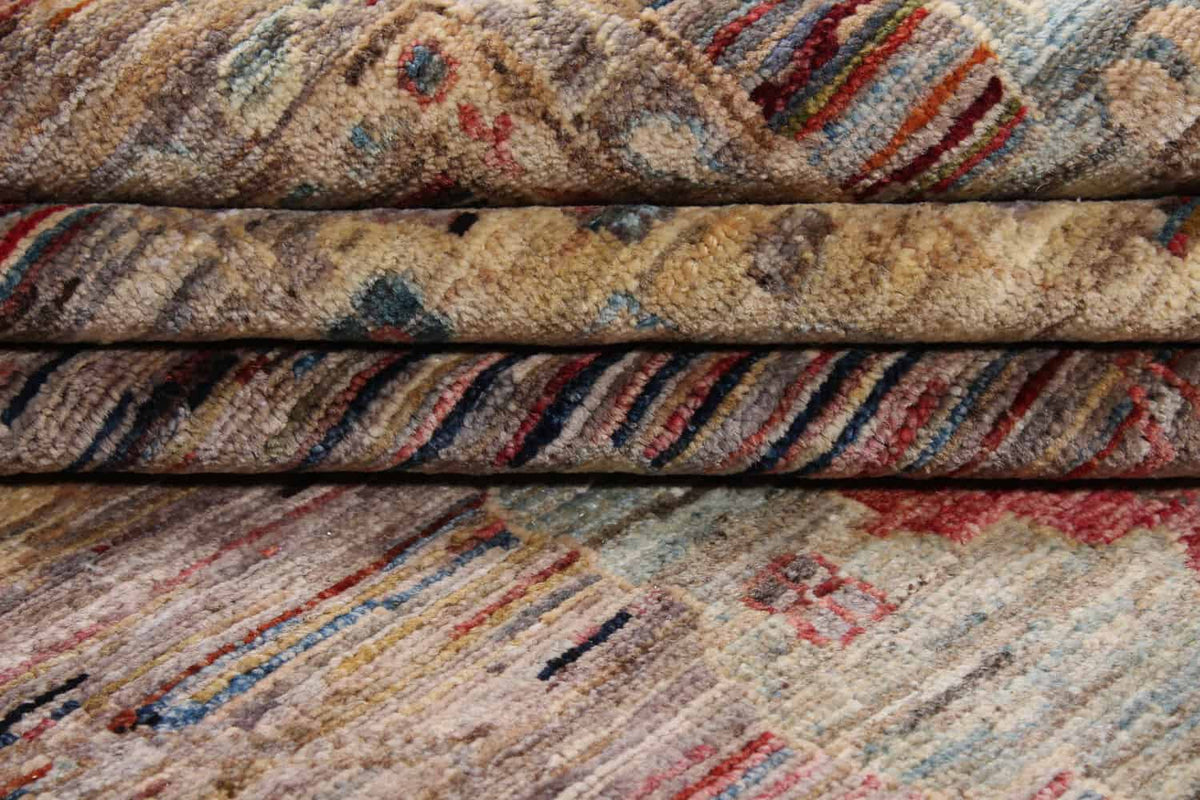 Dark Afghan Rug with Small Red Rosettes, 298 × 249 cm, view 5.
