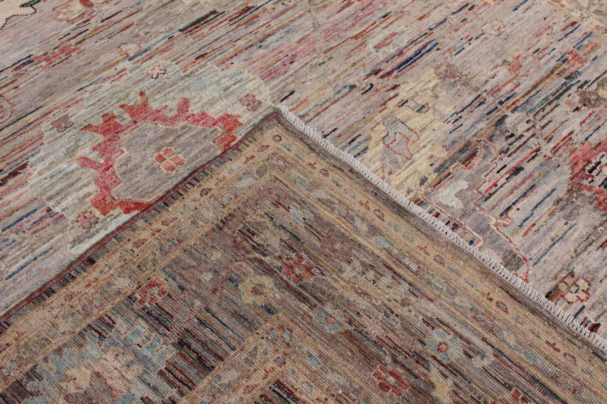 Dark Afghan Rug with Small Red Rosettes, 298 × 249 cm, view 7.