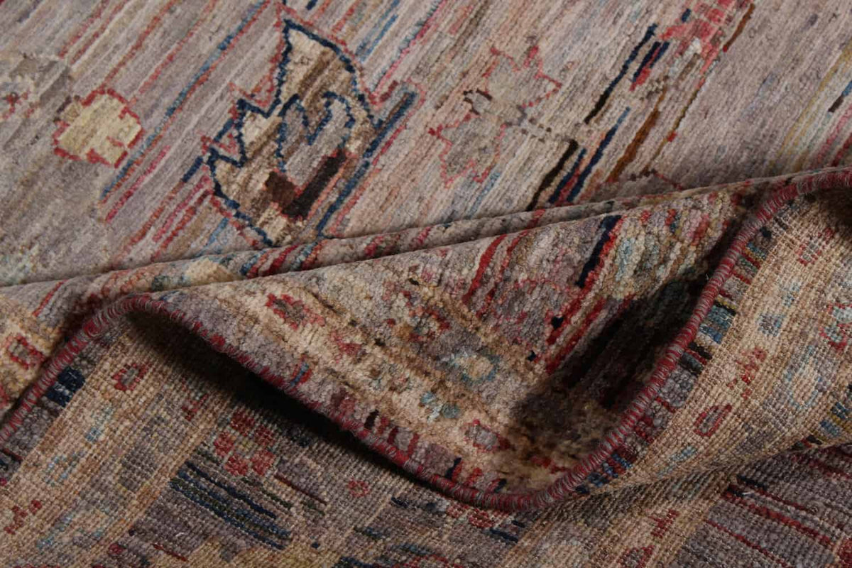 Dark Afghan Rug with Small Red Rosettes, 298 × 249 cm, view 9.