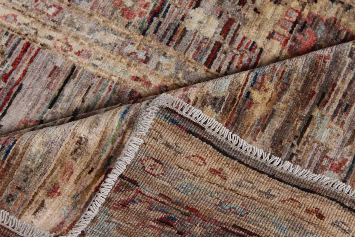 Dark Afghan Rug with Small Red Rosettes, 298 × 249 cm, view 2.