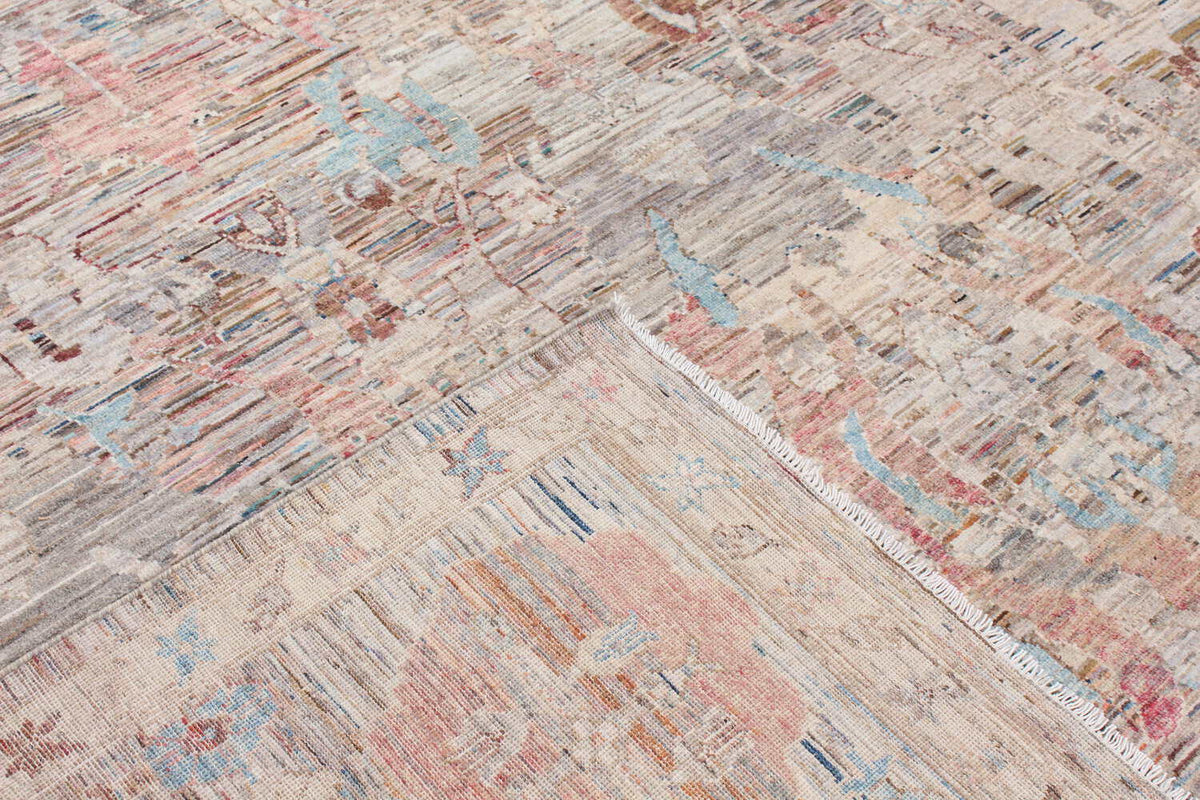 Pink & Blue Art Deco Floral Rug, 350 × 271 cm, view 6.