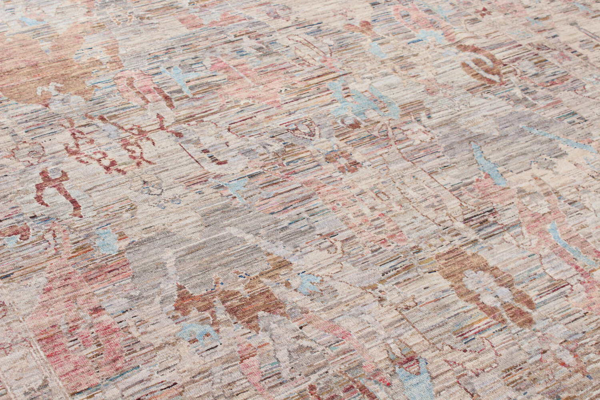 Pink & Blue Art Deco Floral Rug, 350 × 271 cm, view 7.