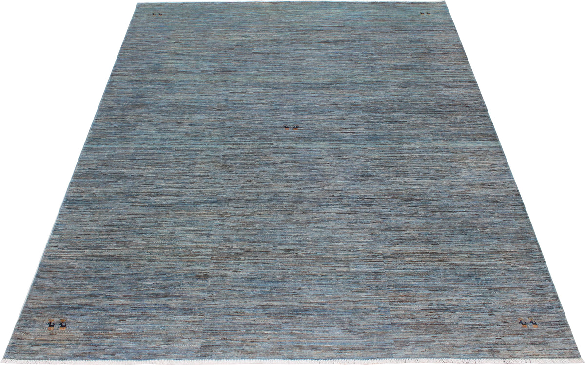 Blue Afghan Wool Rug with Fine Mottling, 298 × 245 cm, view 2.
