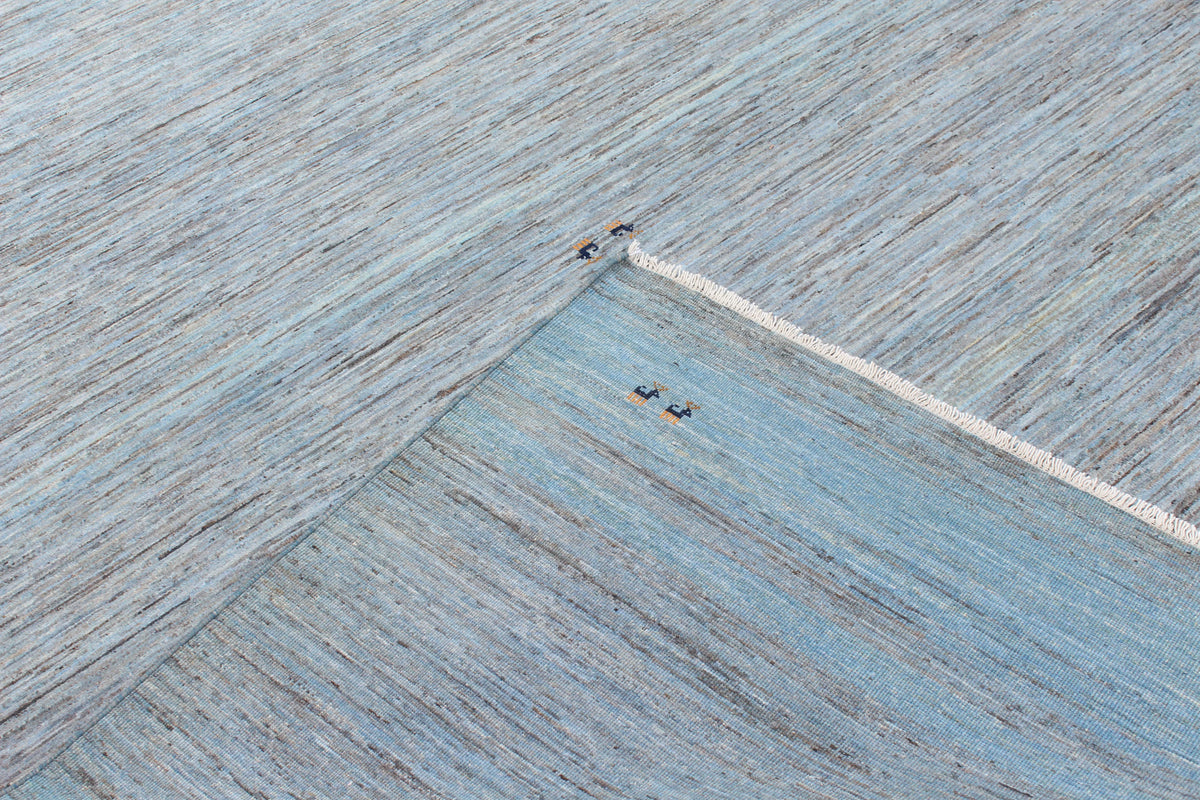 Blue Afghan Wool Rug with Fine Mottling, 298 × 245 cm, view 5.