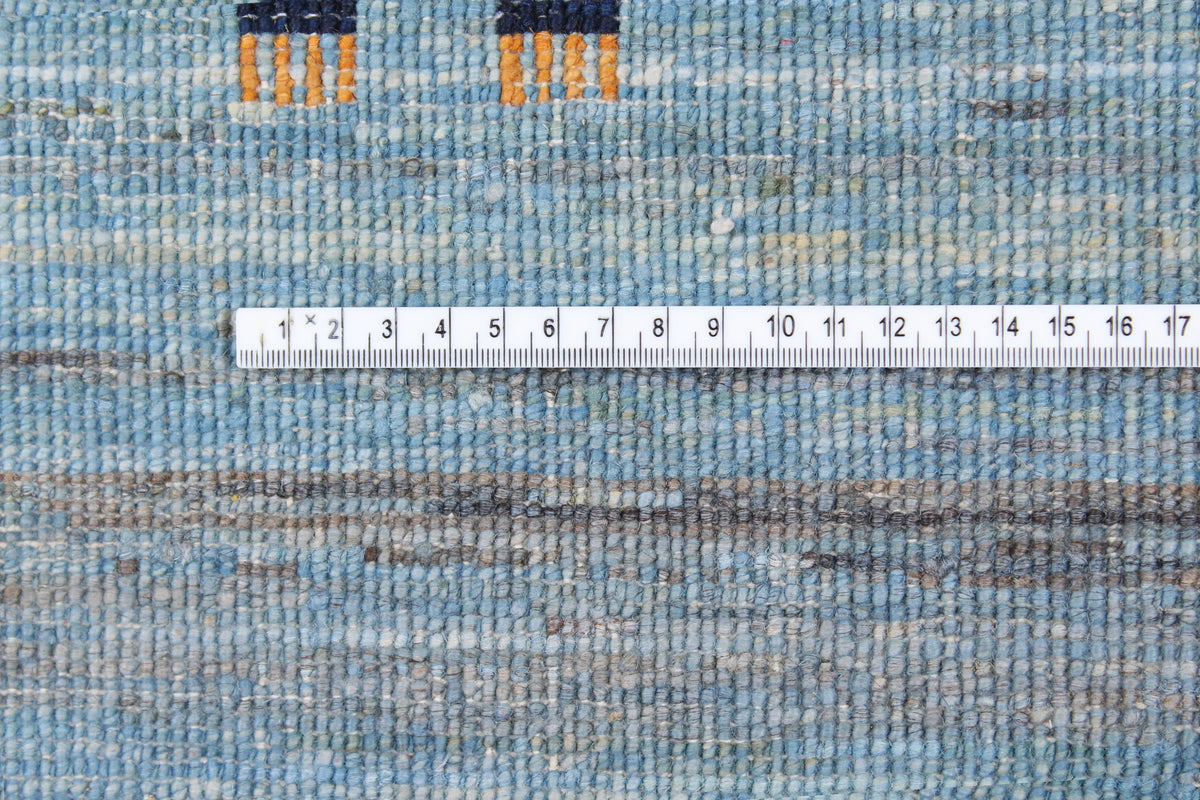 Blue Afghan Wool Rug with Fine Mottling, 298 × 245 cm, view 6.