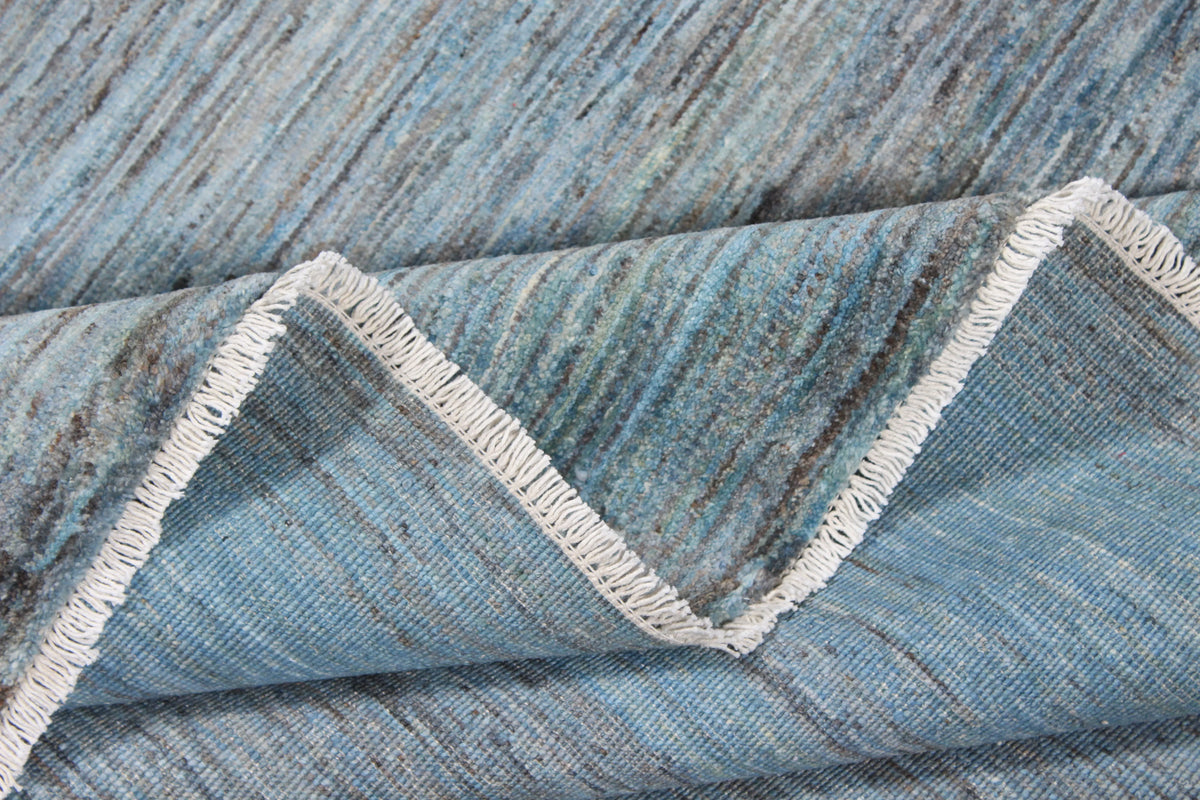 Blue Afghan Wool Rug with Fine Mottling, 298 × 245 cm, view 8.