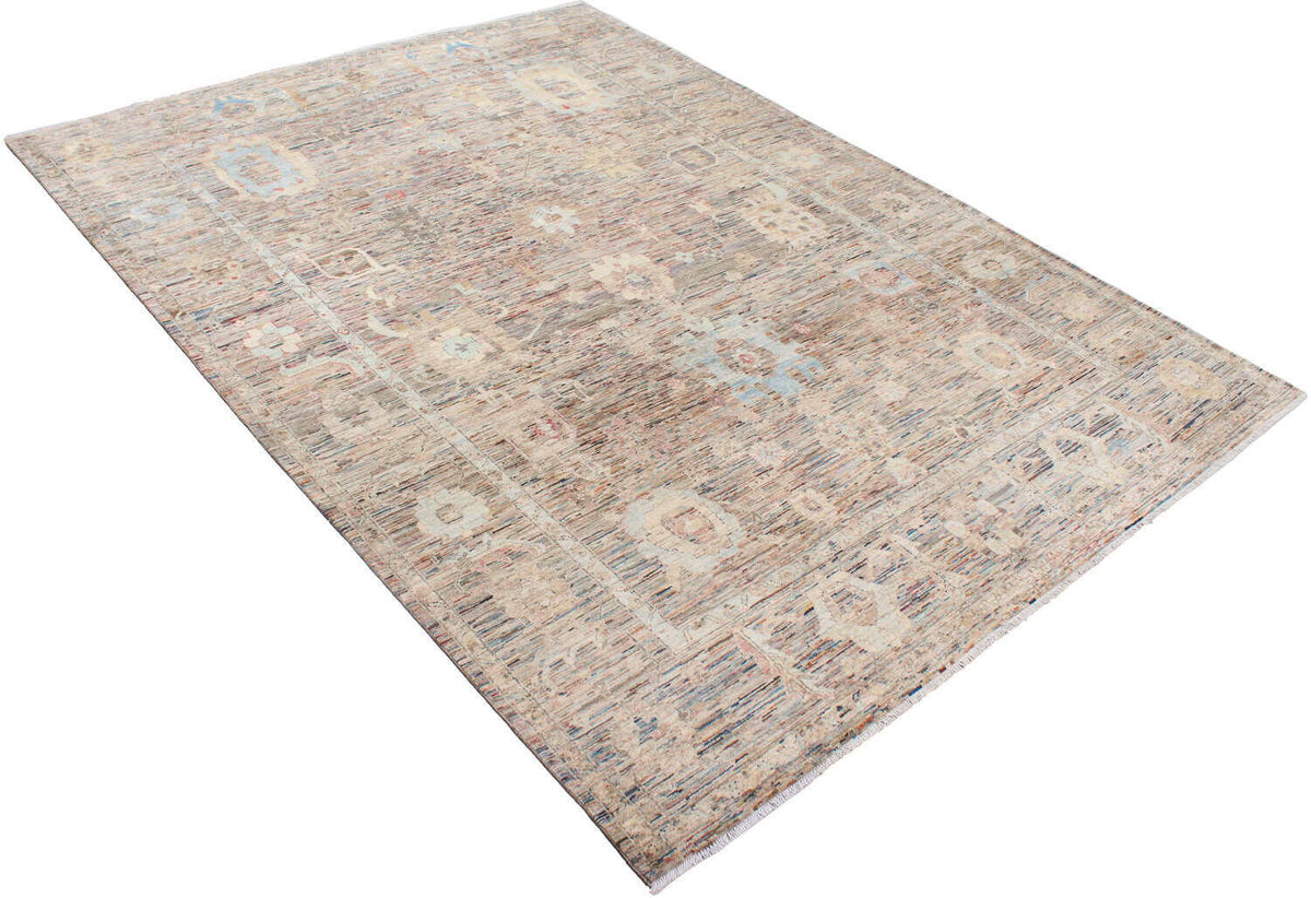 Afghan Rug with Blue Flowers & Gold Motifs, 346 × 258 cm, view 3.