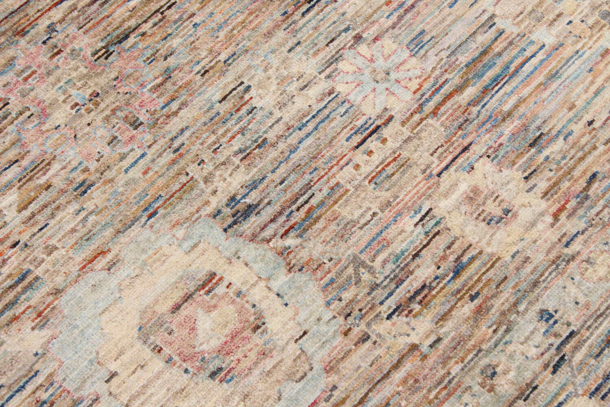 Afghan Rug with Blue Flowers & Gold Motifs, 346 × 258 cm, view 4.