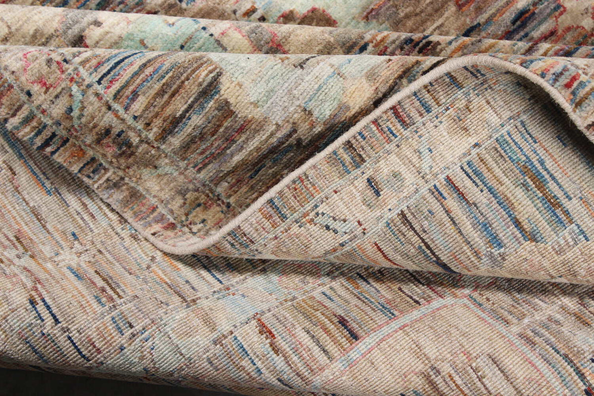 Afghan Rug with Blue Flowers & Gold Motifs, 346 × 258 cm, view 9.