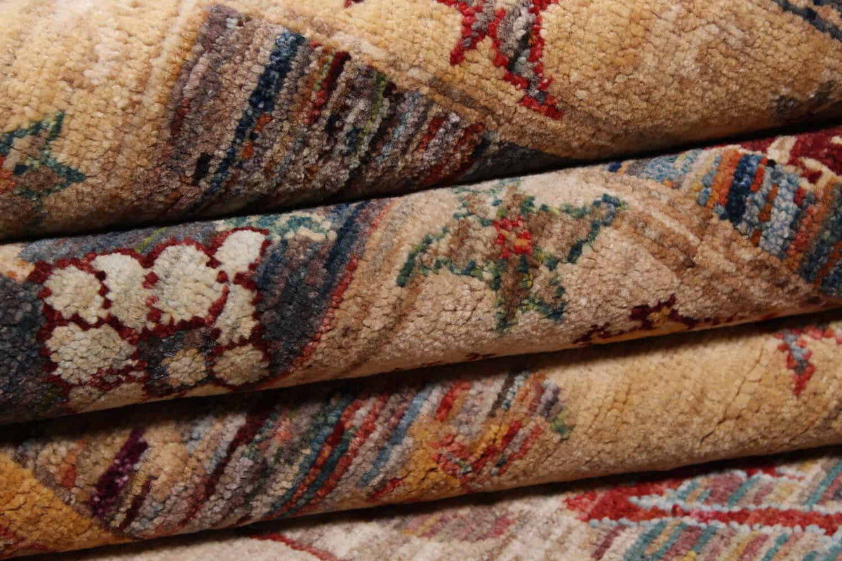 Multicolor Afghan Rug with a Floral Field, 298 × 250 cm, view 4.