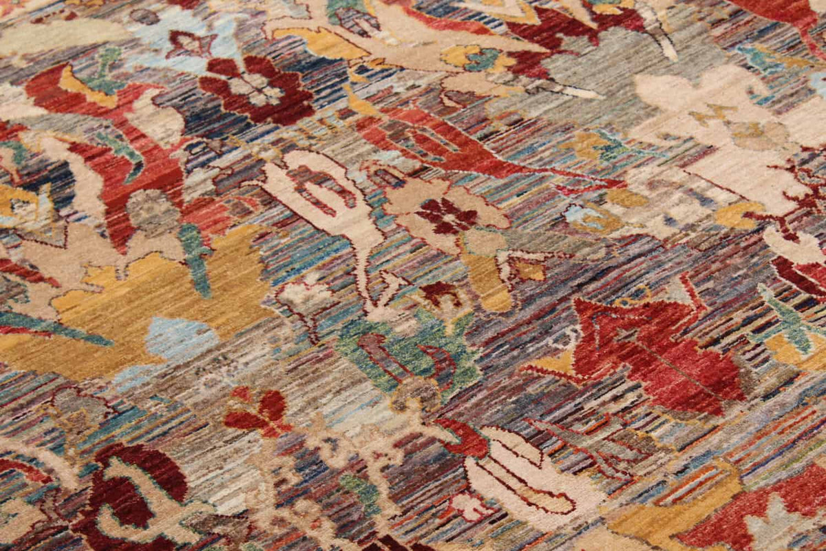 Multicolor Afghan Rug with a Floral Field, 298 × 250 cm, view 5.