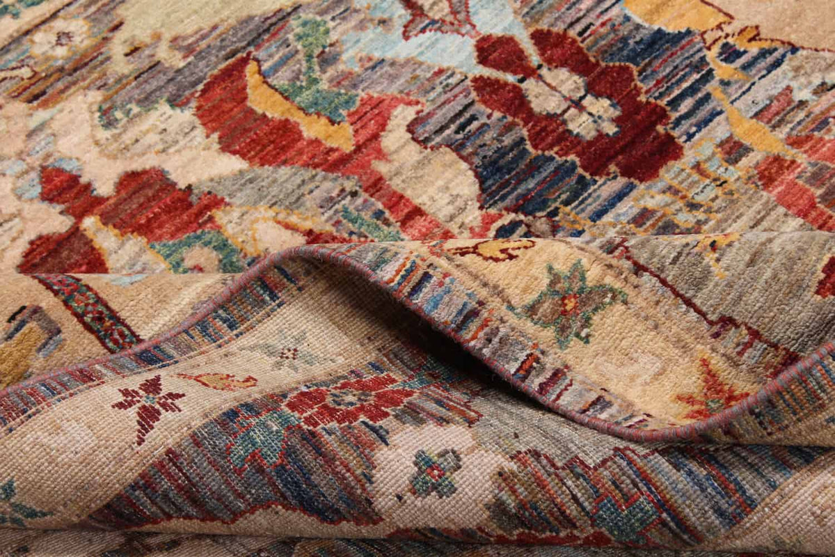 Multicolor Afghan Rug with a Floral Field, 298 × 250 cm, view 8.