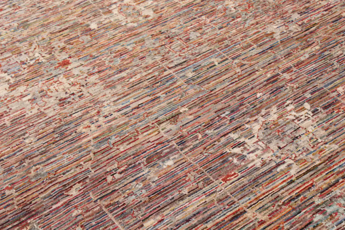 Berjasta Wool Rug with Rust Red Linear Pattern, 345 × 250 cm, view 6.