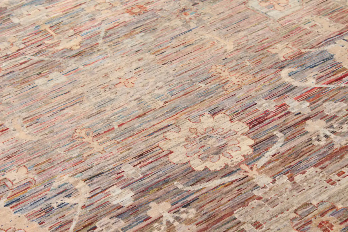 Brown Afghan Rug with Large Cream Flowers, 352 × 252 cm, view 6.