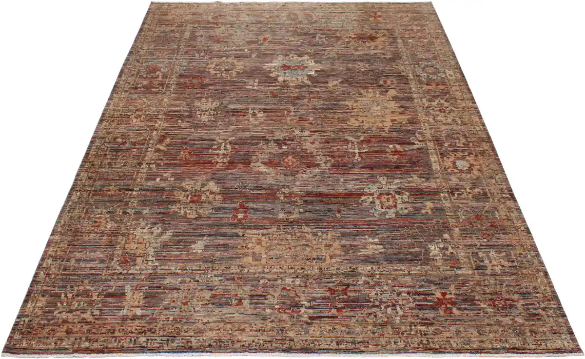 Rust Brown Afghan Rug with Small Flowers, 347 × 272 cm, view 2.