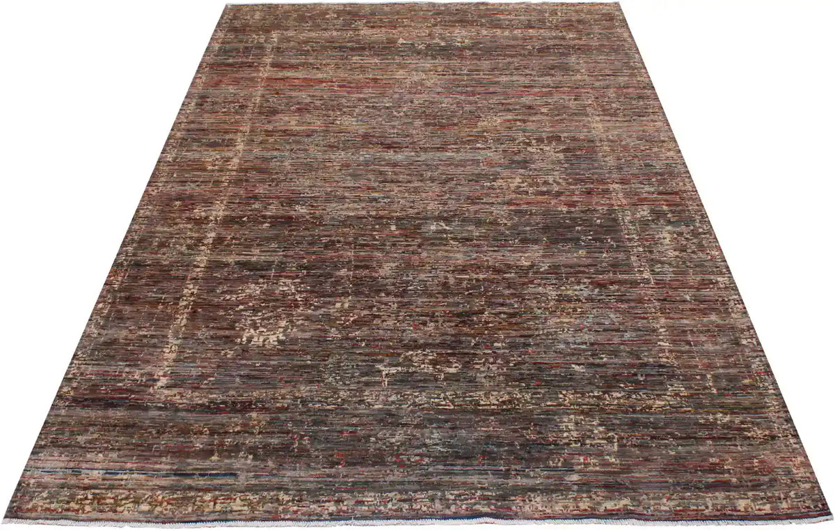 Dark Brown Berjasta Rug with Rust Lines, 364 × 254 cm, view 2.