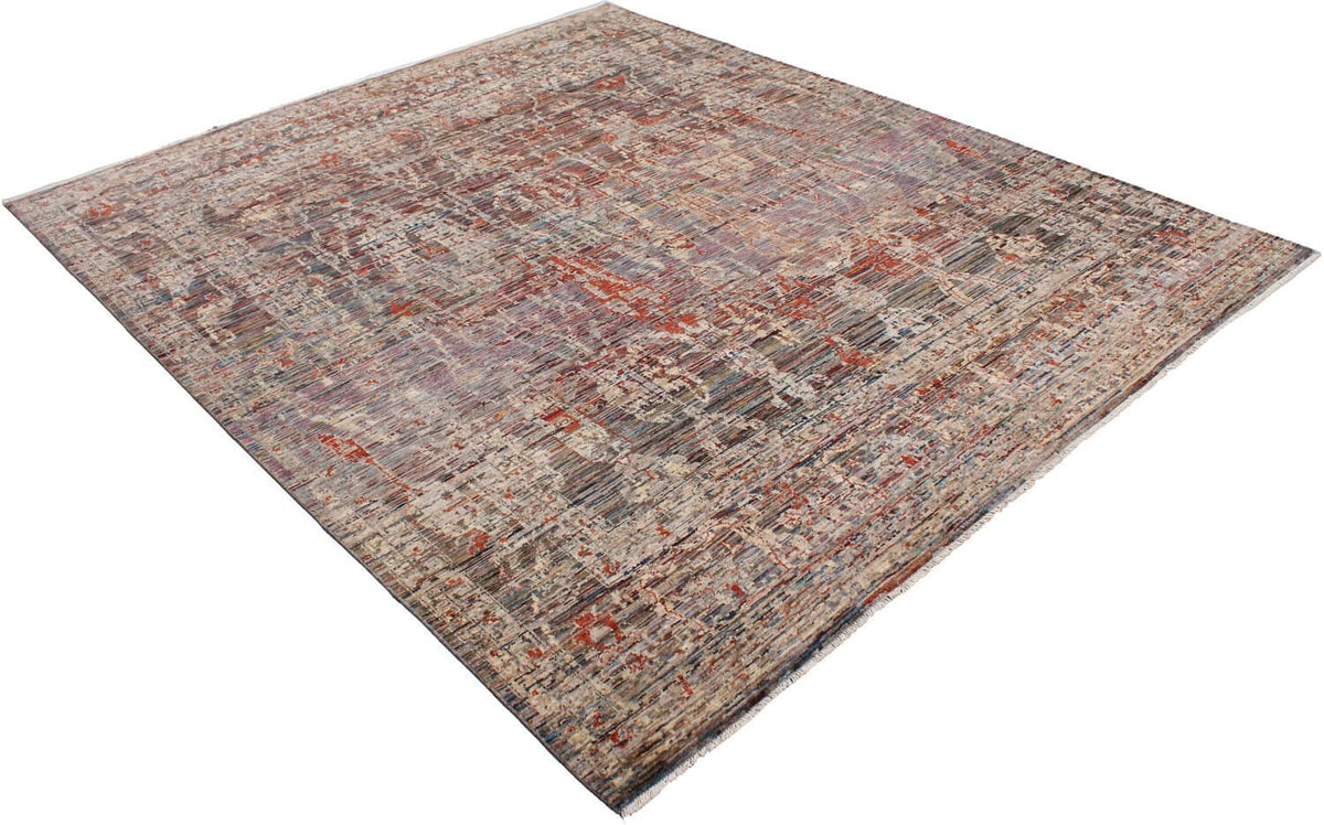 Brown Wool Rug with Abstract Vine Motifs, 296 × 245 cm, view 4.