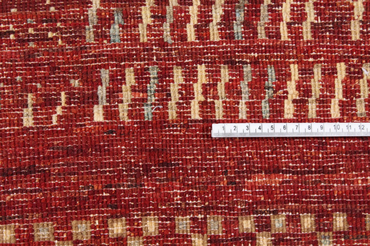 Red Berjasta Rug with Light Horizontal Lines, 416 × 316 cm, view 6.