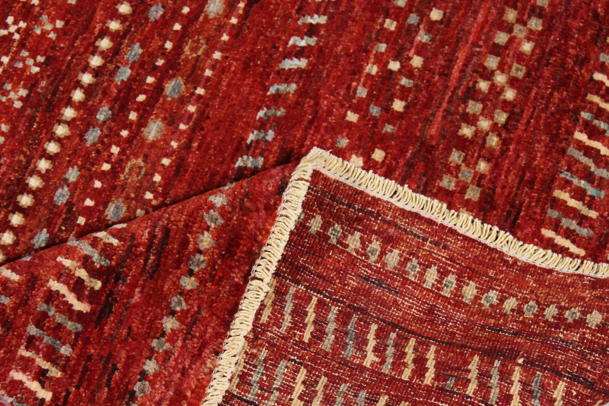 Red Berjasta Rug with Light Horizontal Lines, 416 × 316 cm, view 8.