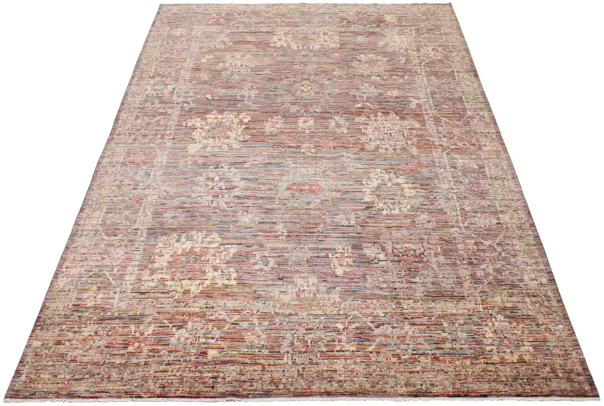 Brown Wool Rug with Fine Floral Detail, 354 × 271 cm, view 2.