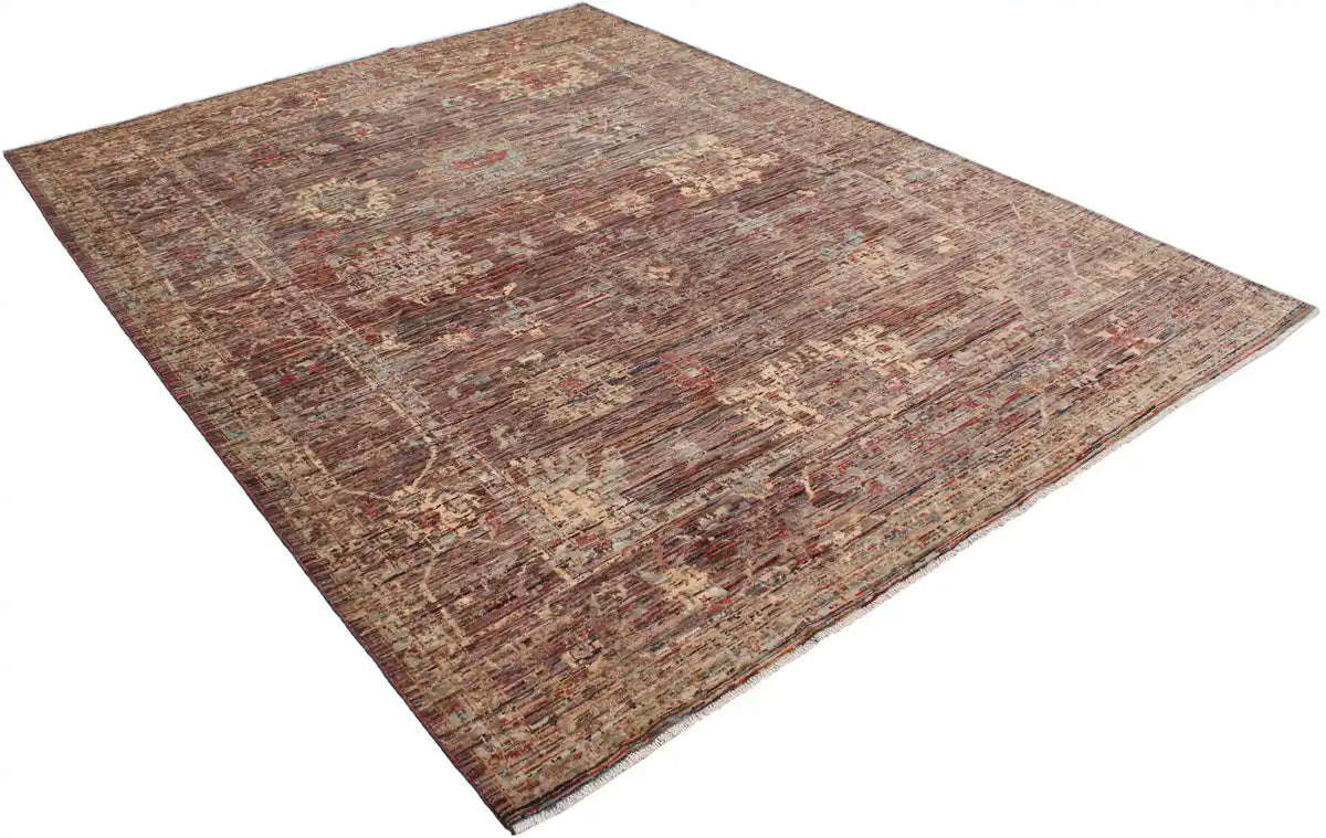 Brown Wool Rug with Fine Floral Detail, 354 × 271 cm, view 3.