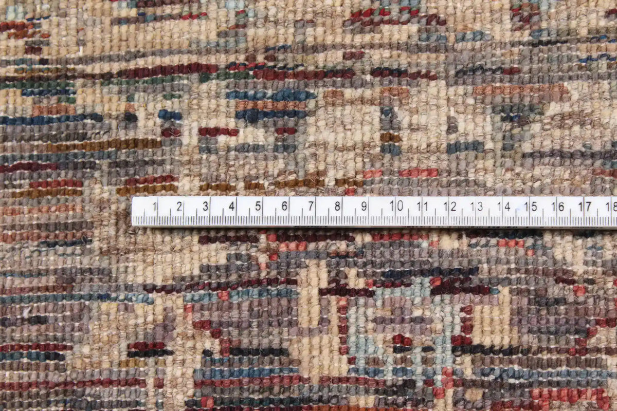 Brown Wool Rug with Fine Floral Detail, 354 × 271 cm, view 4.