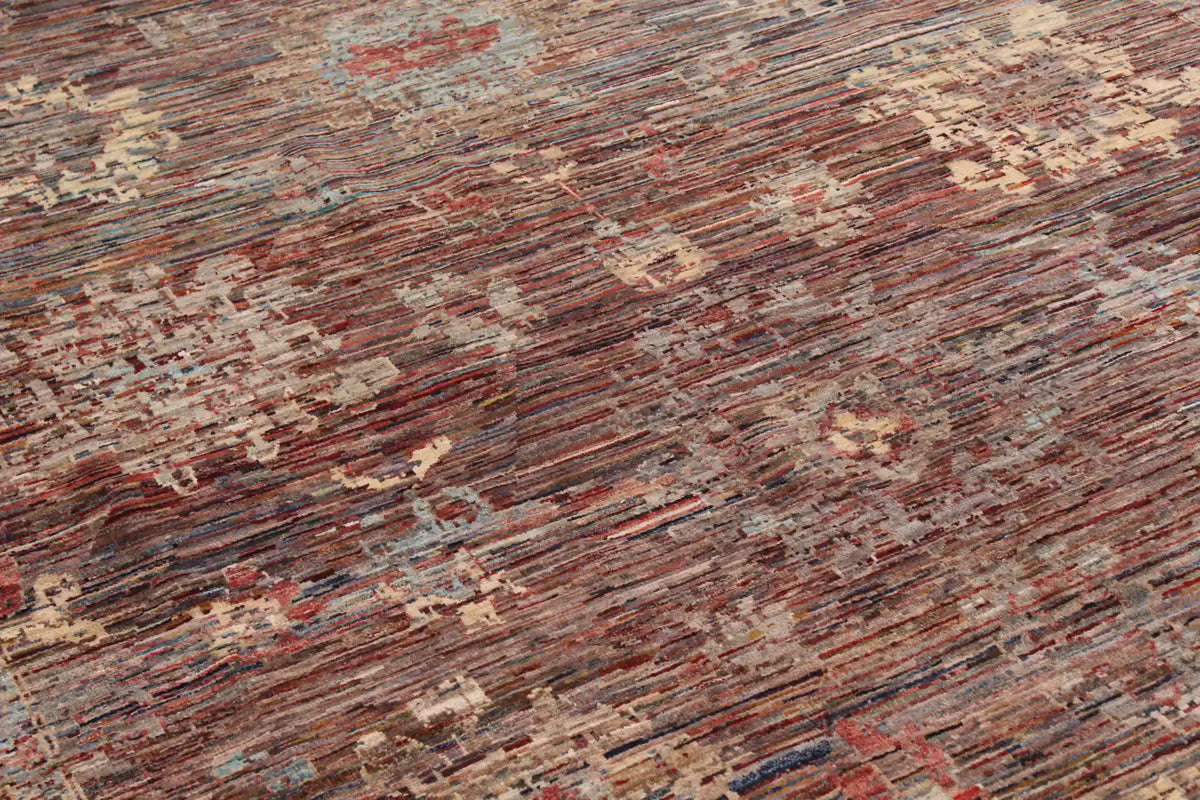 Brown Wool Rug with Fine Floral Detail, 354 × 271 cm, view 5.