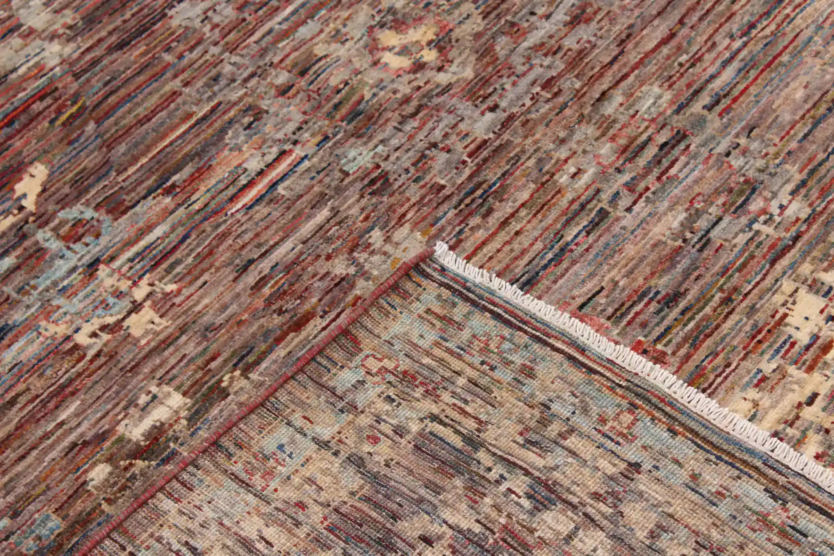 Brown Wool Rug with Fine Floral Detail, 354 × 271 cm, view 6.