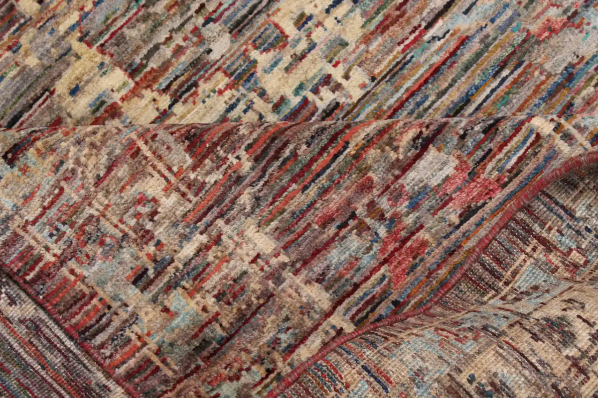 Brown Wool Rug with Fine Floral Detail, 354 × 271 cm, view 8.