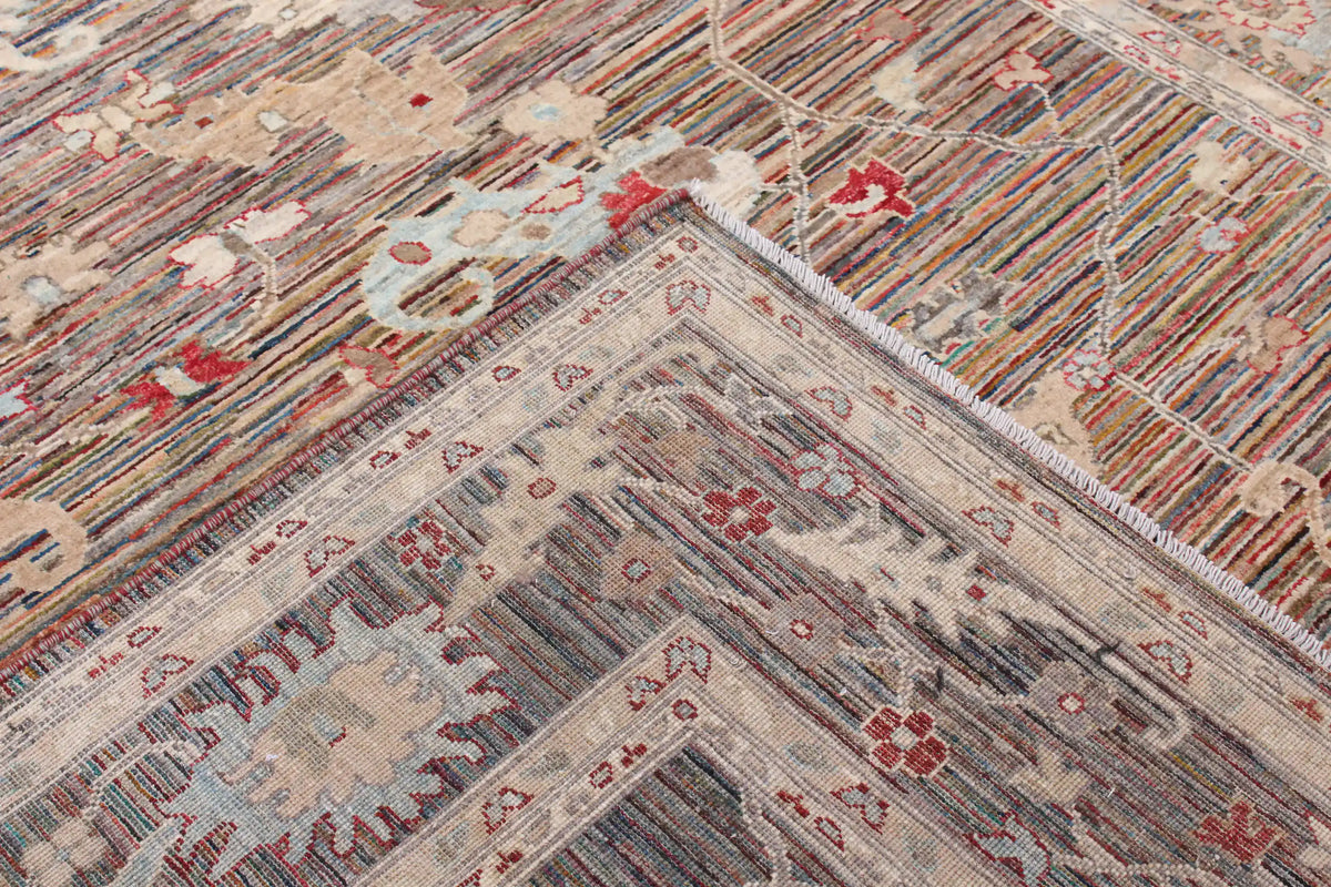 Brown Afghan Rug with Light Rosettes, 287 × 246 cm, view 5.