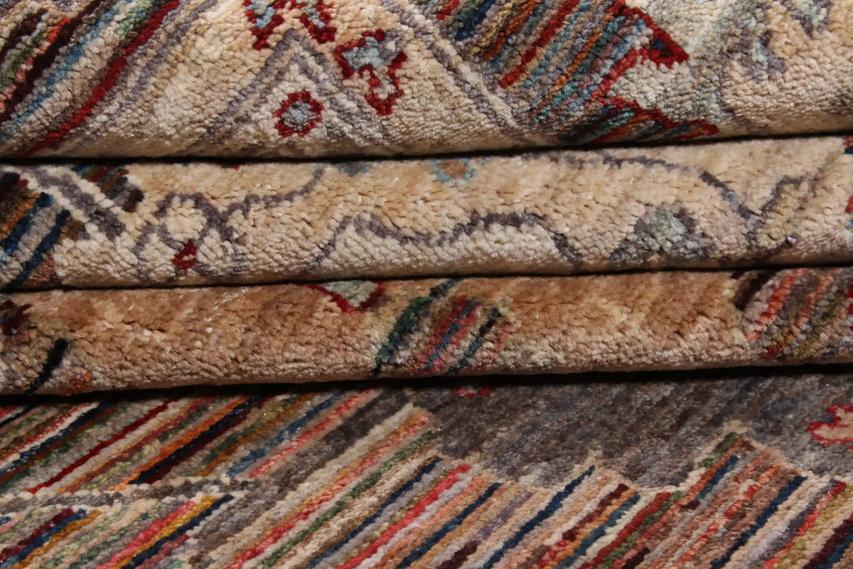 Brown Afghan Rug with Light Rosettes, 287 × 246 cm, view 7.