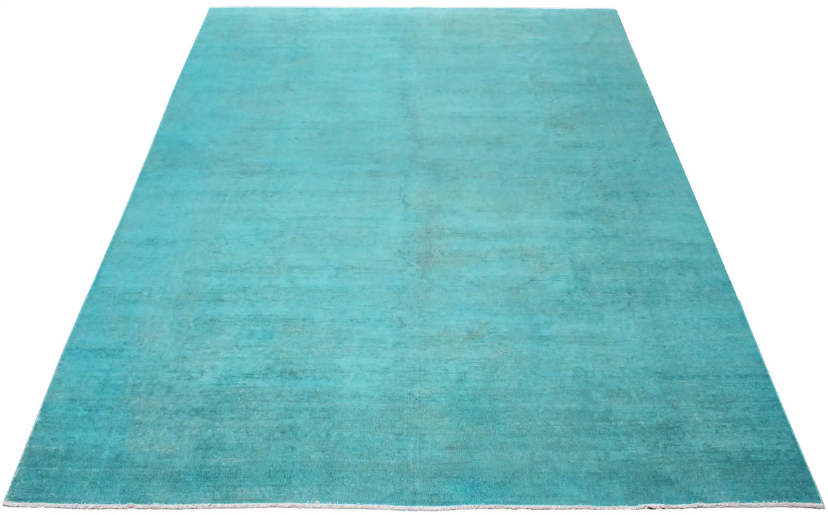 Turquoise Wool Rug with a Quiet Field, 412 × 297 cm, view 2.