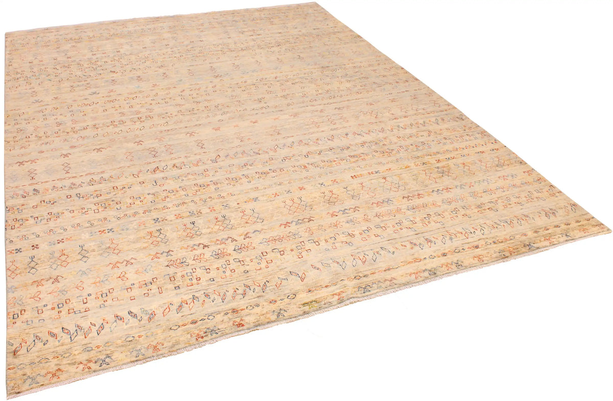 Beige Berjasta Rug with Fine Ornament Rows, 380 × 300 cm, view 3.