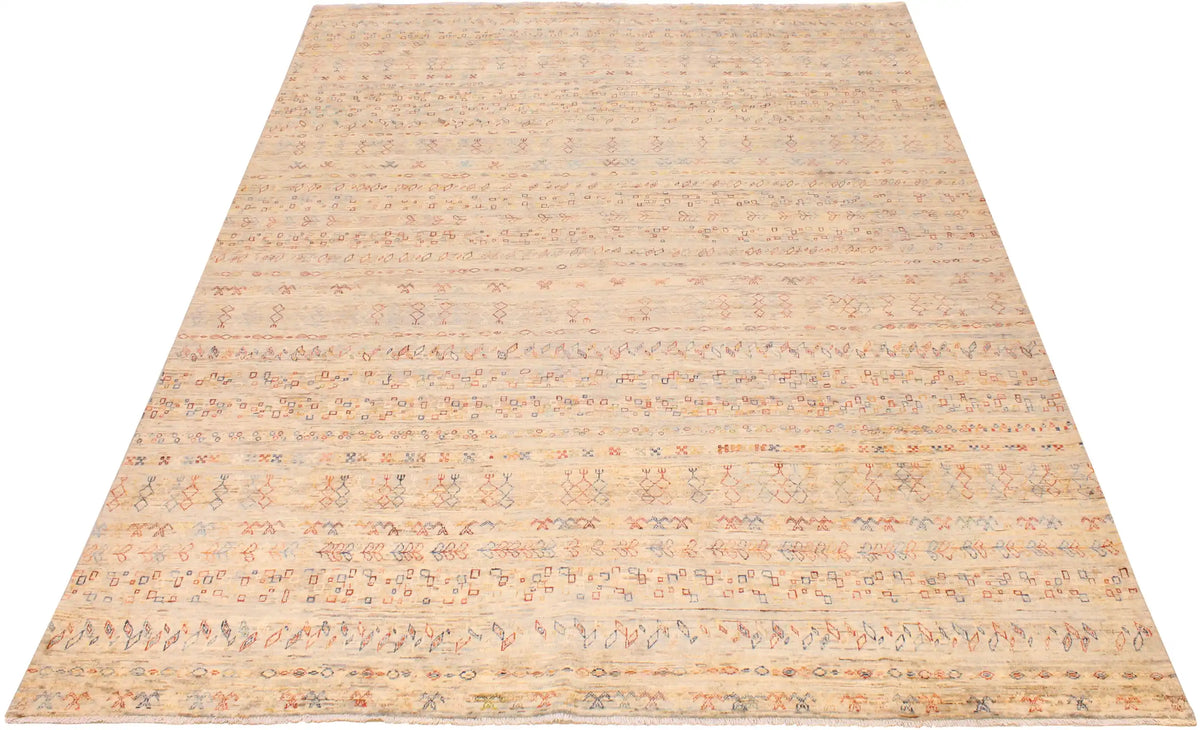 Beige Berjasta Rug with Fine Ornament Rows, 380 × 300 cm, view 4.