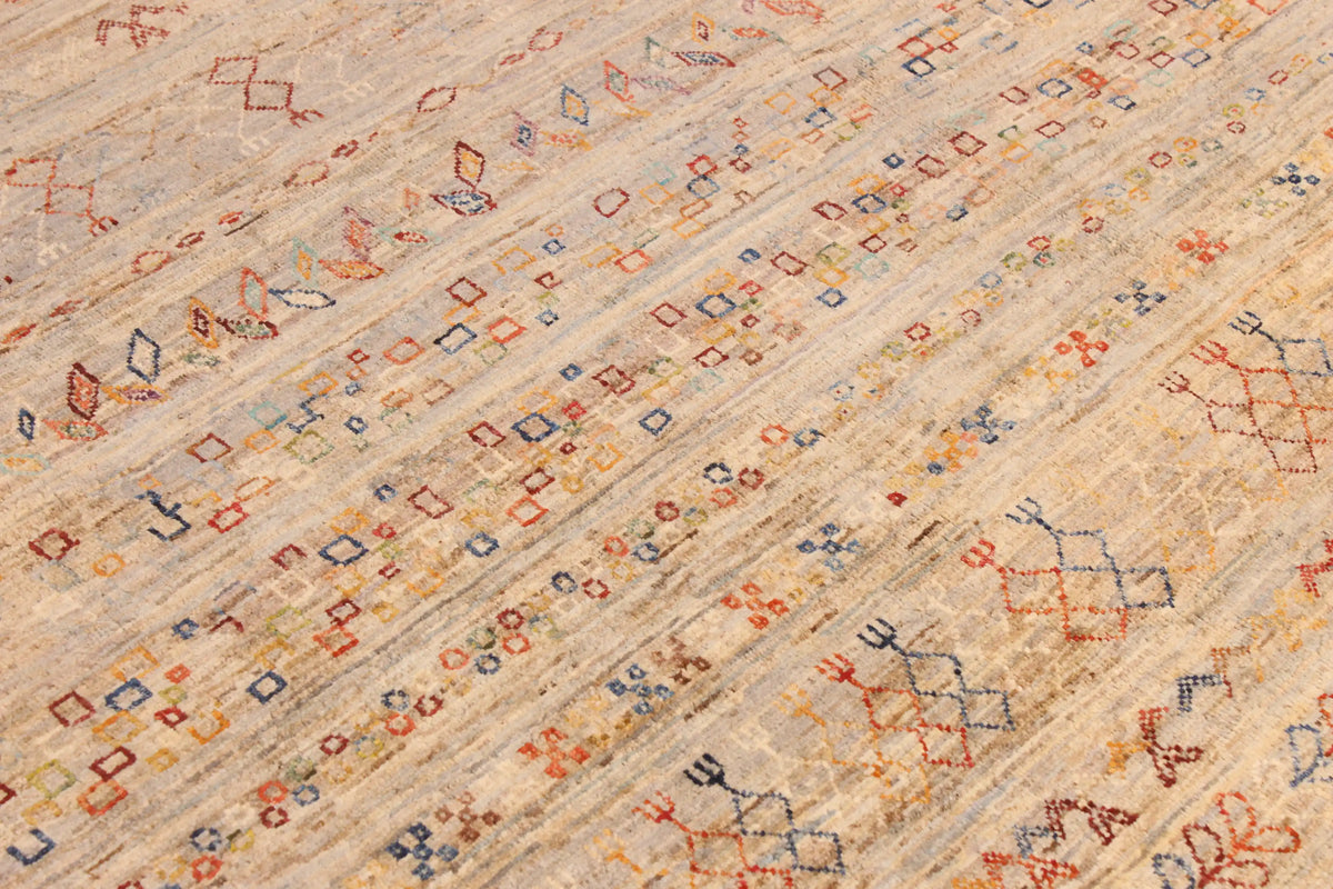 Beige Berjasta Rug with Fine Ornament Rows, 380 × 300 cm, view 5.