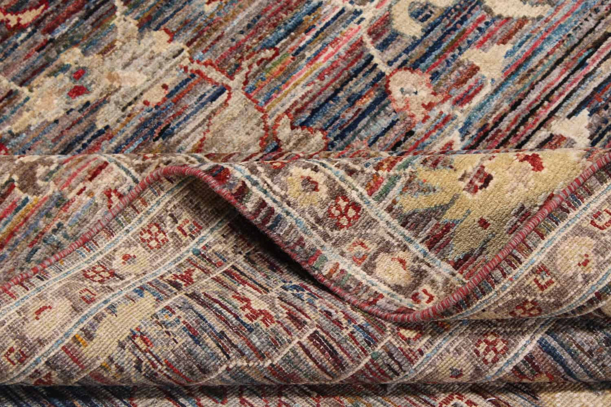 Brown Afghan Rug with Dense Floral Motifs, 345 × 248 cm, view 7.
