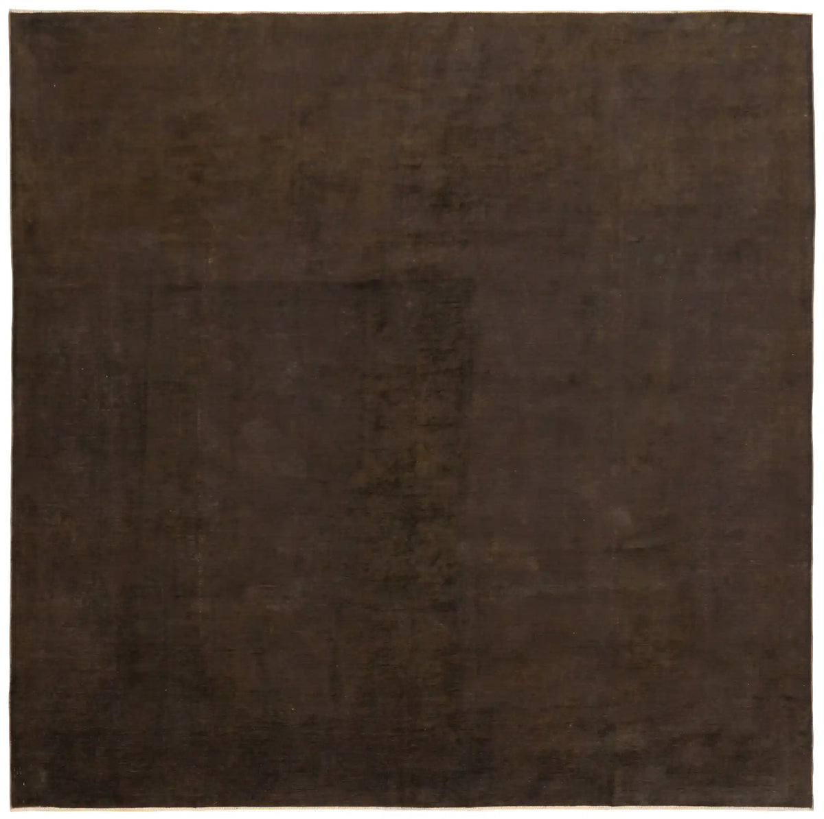 Nearly Square Dark Brown Afghan Wool Rug, 284 × 290 cm, overall view.