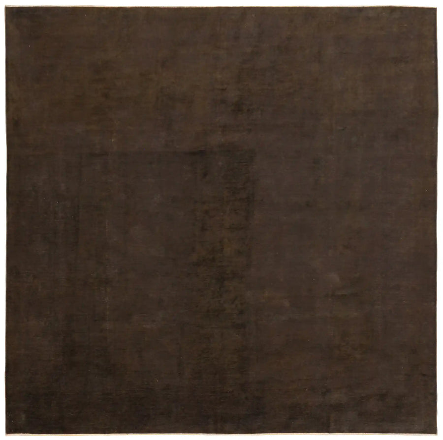 Nearly Square Dark Brown Afghan Wool Rug, 284 × 290 cm, overall view.