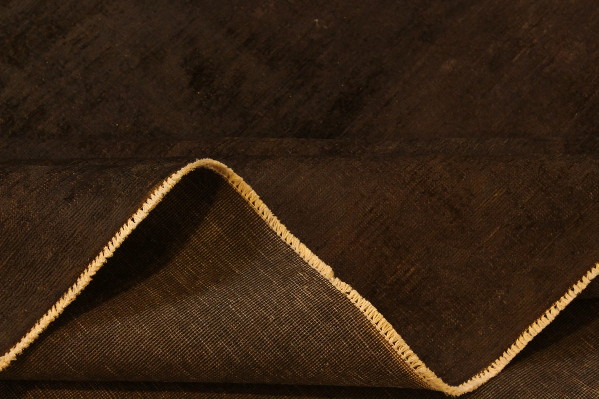 Nearly Square Dark Brown Afghan Wool Rug, 284 × 290 cm, view 6.