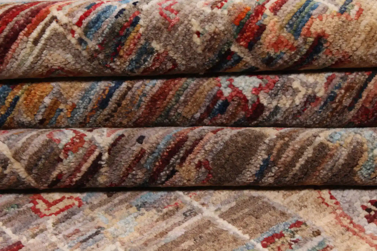 Rust Brown Wool Rug with Dense Floral Motifs, 347 × 261 cm, view 7.