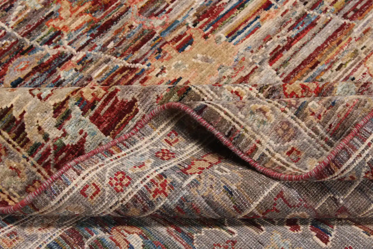 Rust Brown Wool Rug with Dense Floral Motifs, 347 × 261 cm, view 8.