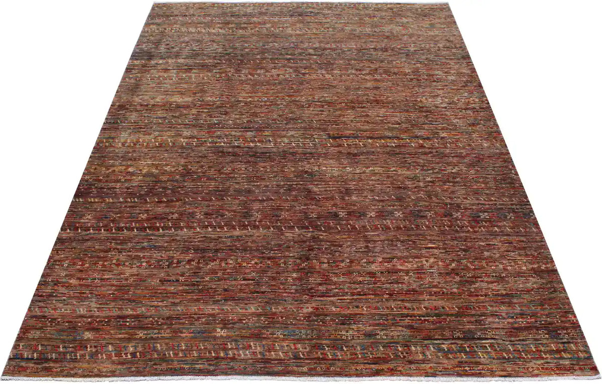 Rust Brown Berjasta Rug with Fine Horizontal Lines, 343 × 256 cm, view 2.