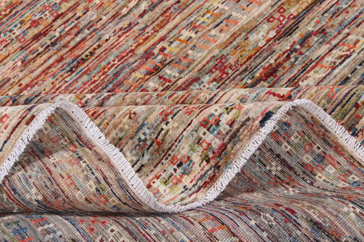 Rust Brown Berjasta Rug with Fine Horizontal Lines, 343 × 256 cm, view 8.