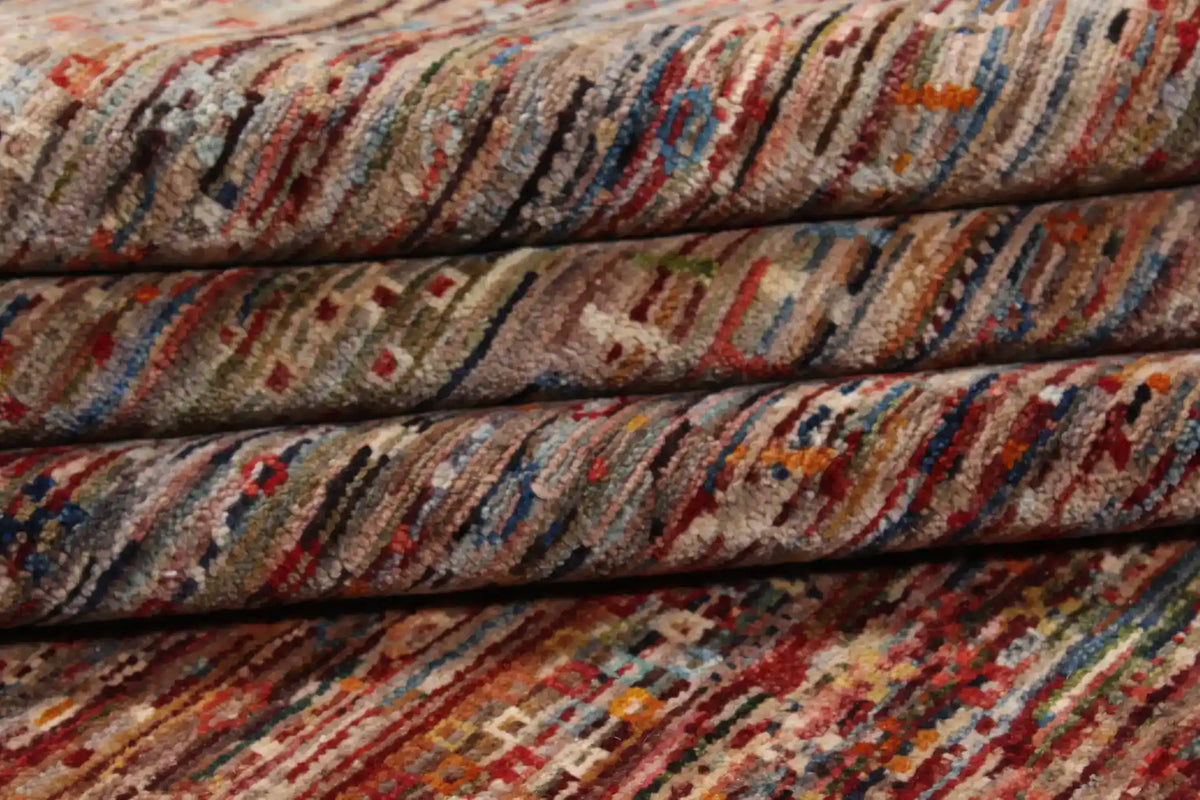Rust Brown Berjasta Rug with Fine Horizontal Lines, 343 × 256 cm, view 9.