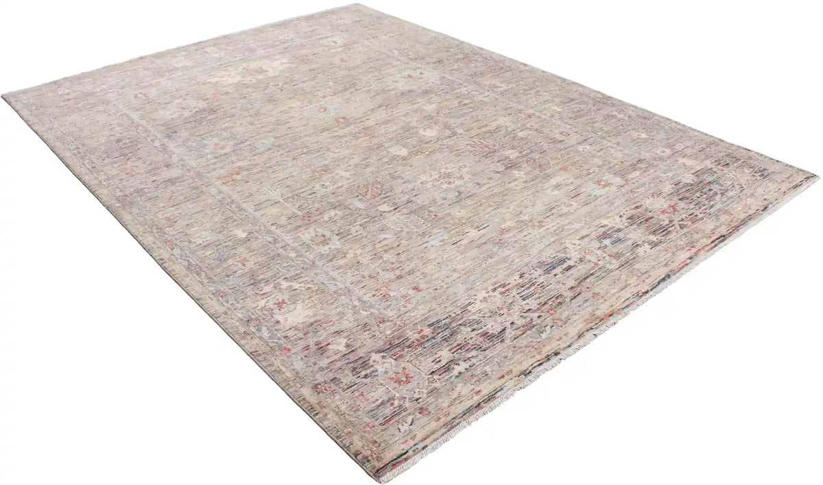 Light Gray & Mauve Afghan Rug with Vines, 349 × 255 cm, view 3.