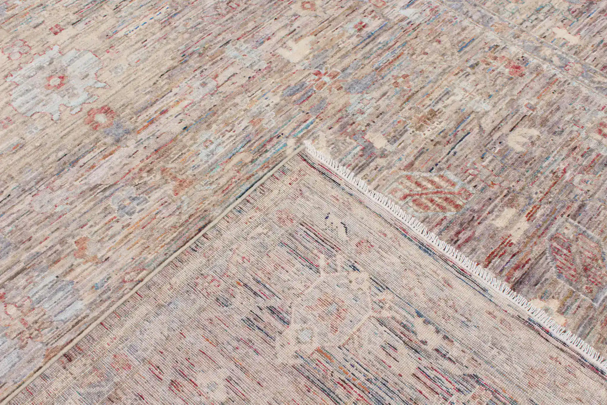 Light Gray & Mauve Afghan Rug with Vines, 349 × 255 cm, view 5.